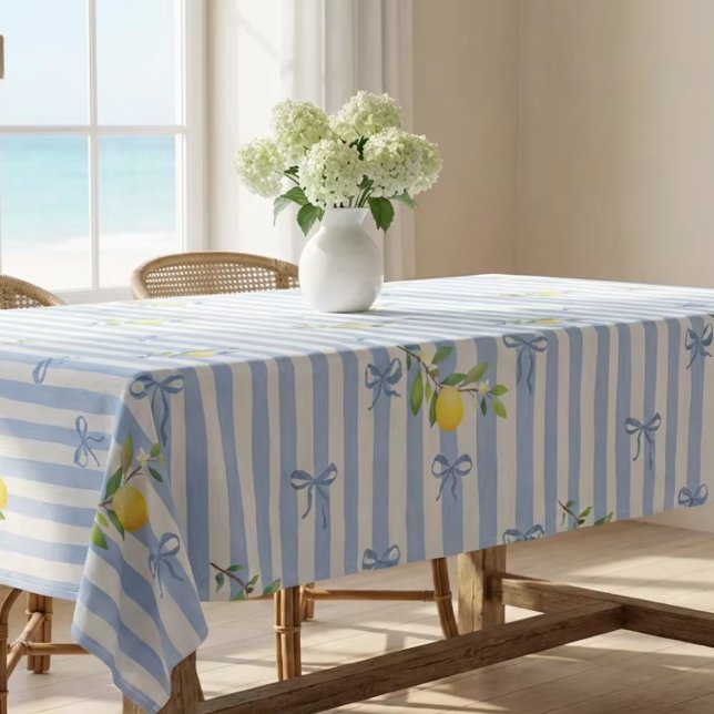 Nappe French Country Lemon – Blue Stripe Bow Pattern (Créateur téléchargé)