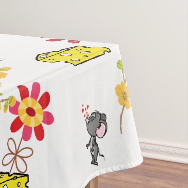 Nappe Fromage blanc Souris jaune Floral (In Situ)