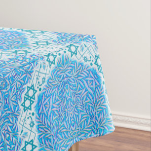 Nappe Frontière feuillue bleue et blanche d'étoile de