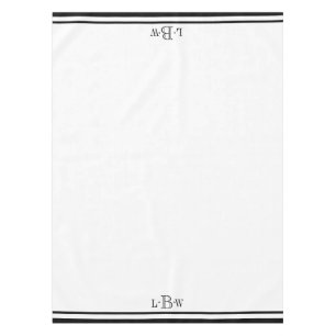 Nappe Frontière noire classique décorée d'un monogram
