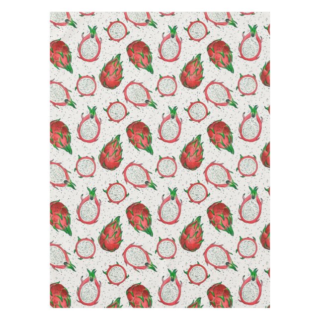 Nappe Fruit de dragon rouge sur blanc (Devant)