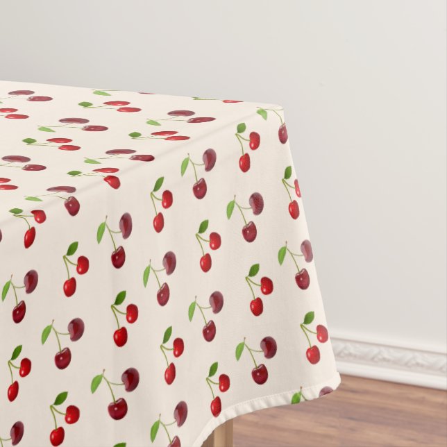 Nappe Fruits de cerise sur beige champagne clair (In Situ)