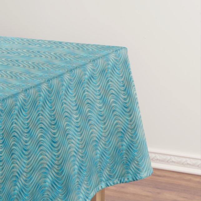Nappe Funky Aqua Turquoise Blue Curved Lines Art Motif (In Situ)
