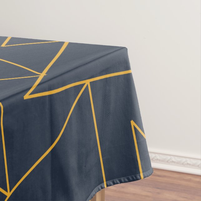 Nappe Géométrie en or et bleu de la marine (In Situ)