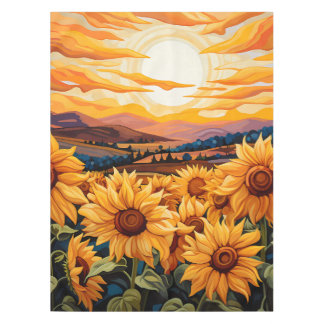 Nappe Georgia O Keefe tournesols jaunes au lever du sole
