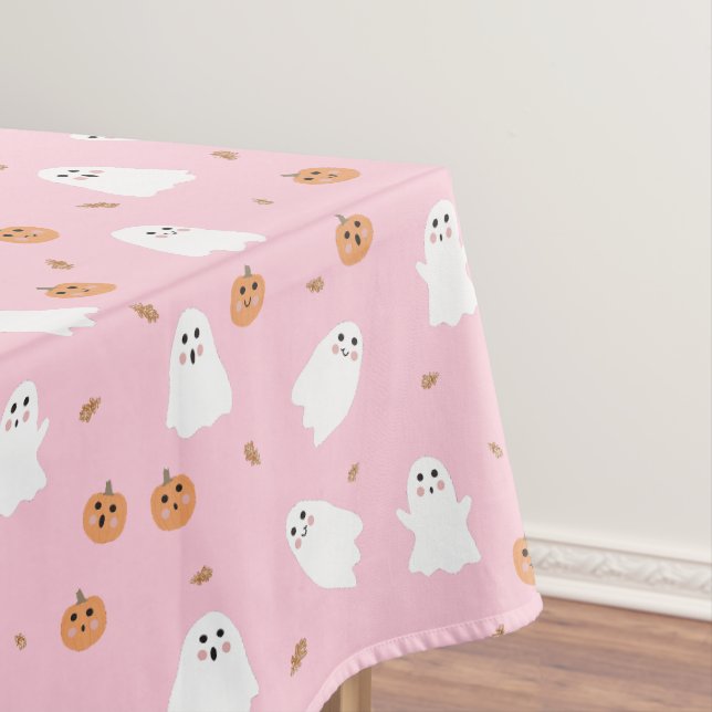 Nappe Ghost mignon et Citrouille Motif d'Halloween rose (In Situ)