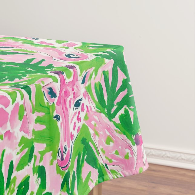 Nappe Giraffes Pink Green Tropical (In Situ)