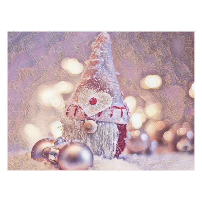 Nappe Gnome rose dans la peinture d'aquarelle de neige (Devant (Horizontal))