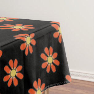 Nappe Grandes fleurs graphiques de motif floral oranges