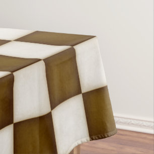 Nappe Grands chèques blancs Brown et anciens 52 pouces x