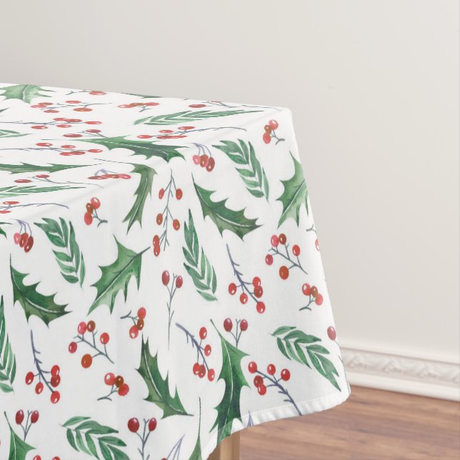 Nappe Green Holly et Red Berry Motif de Noël (In Situ)