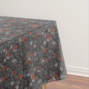 Nappe Gris & Orange Motif Floral Subtil Cute Boho Chic