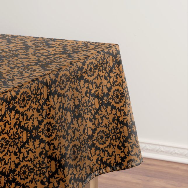 Nappe Halloween Distressed Victorian Orange Black Damask (In Situ)