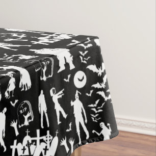 Nappe Halloween en noir et blanc Zombie Collage