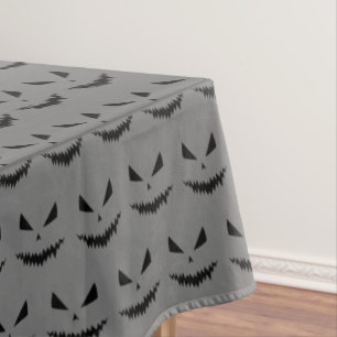 Nappe Halloween Jack OLantern noir visage gris motif