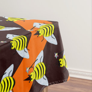 Nappe Halloween Magic Bee Witch Orange et Black Stripes