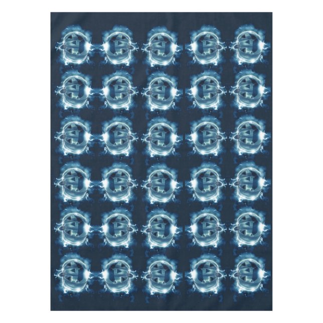 Nappe Halloween Parti mal bleu Citrouille Horreur (Devant)