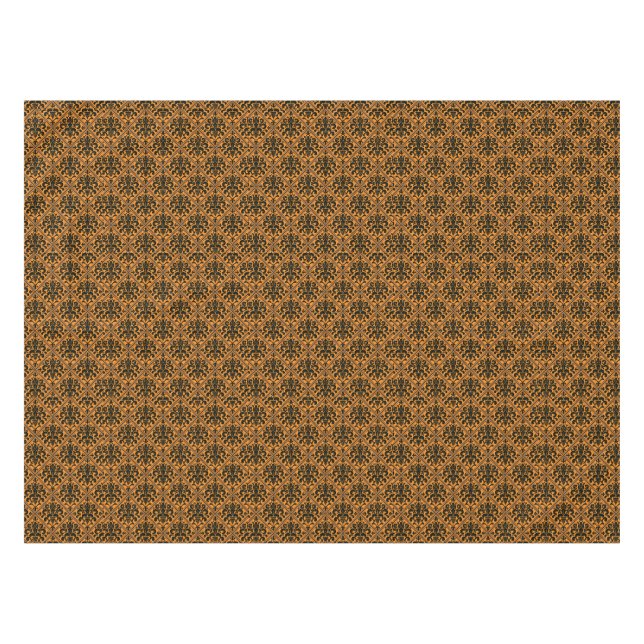 Nappe Halloween Victorien Brocade Damask noir sur orange (Devant (Horizontal))
