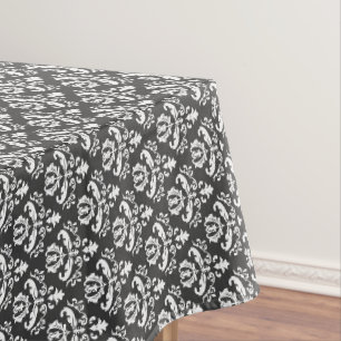 Nappe Halloween Vintage victorien Damask blanc sur noir