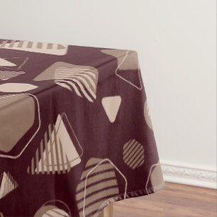 Nappe Hexagon & Triangle Rose & Brown sur Motif Maroon