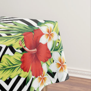 Nappe Hibiscus hawaïen avec Arrière - plan géométrique m