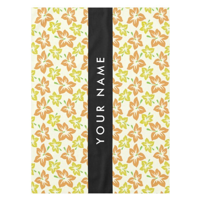 Nappe Hibiscus Jaune, Hibiscus Orange, Votre Nom (Devant)