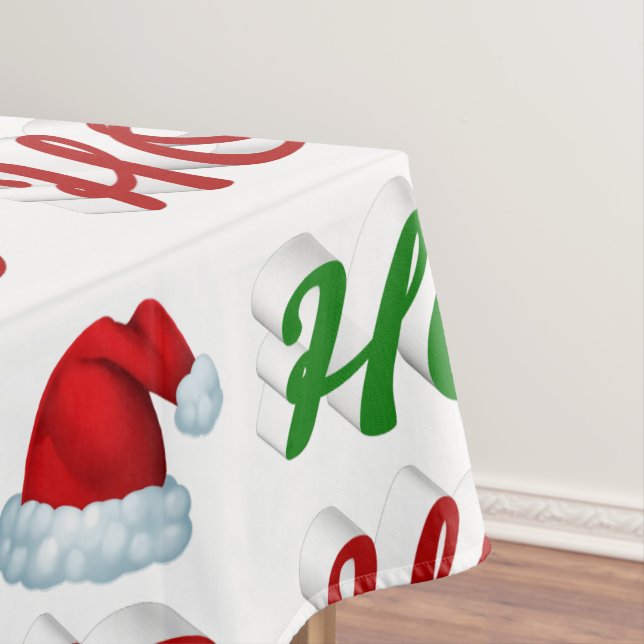 Nappe Ho Ho Ho Santa Hat Noël rouge vert script (In Situ)
