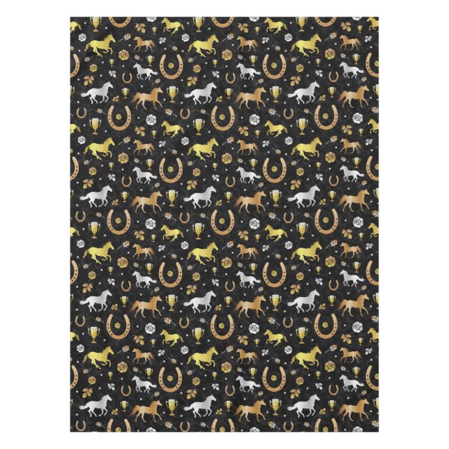 Nappe Horse Racing Derby Day Party Black Gold Motif (Devant)