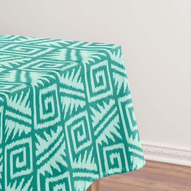 Nappe Ikat Aztec Motif - Turquoise et Aqua (In Situ)