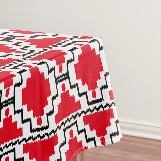 Nappe Ikat Aztec Tribal - Rouge, Noir et Blanc (In Situ)