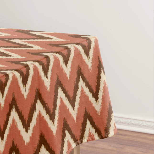 Nappe Ikat Chevron Stripes - Rouille, Brown et beige (In Situ)