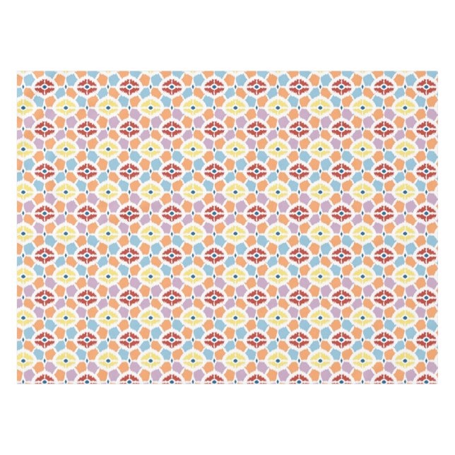 Nappe Ikat coloré de diamants géométrique (Devant (Horizontal))