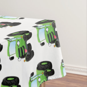 Nappe Illustration du joli joyeux tracteur agricole vert