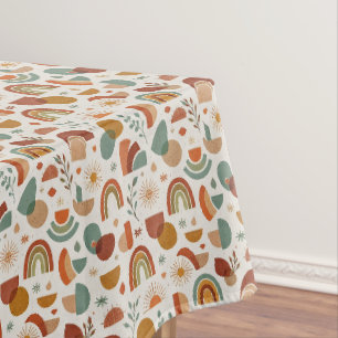 Nappe Illustration géométrique rétro boho soleil arc-en-