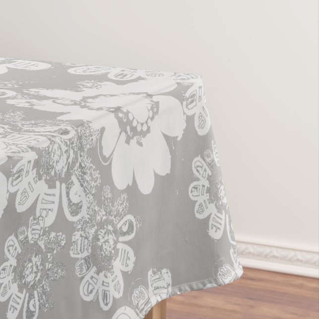Nappe Imaginaire floral gris et blanc (In Situ)