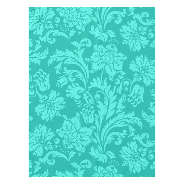 Nappe Impression damasée turquoise (Devant)