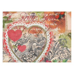 Nappe Inséparables Heart Red Art Collage
