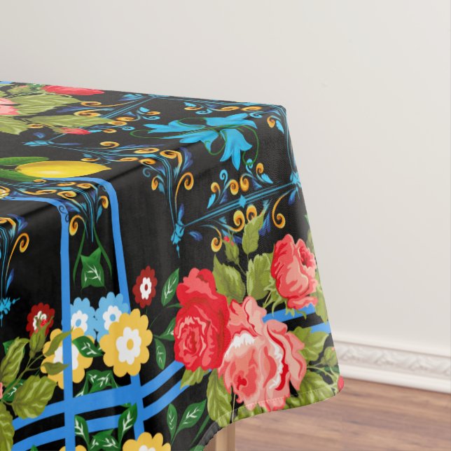 Nappe italien, sicilien, floral, majolica motif    (In Situ)