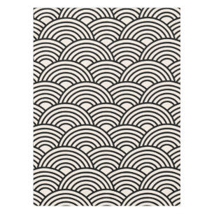 Nappe Japon Vague Seigaiha Noir Et Crème Blanc