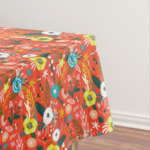 Nappe Jardin Floral Fleuri de printemps rouge