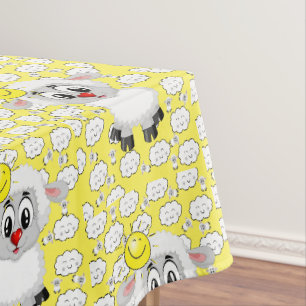 Nappe Jaune Mouton Blanc Nuages Soleil