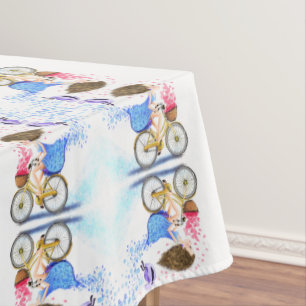Nappe Jeune Fille Sur Une Table À Vélo Amour Romantique