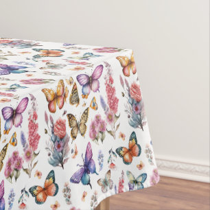 Nappe Joli papillon d'aquarelle Motif de jardin fleuri