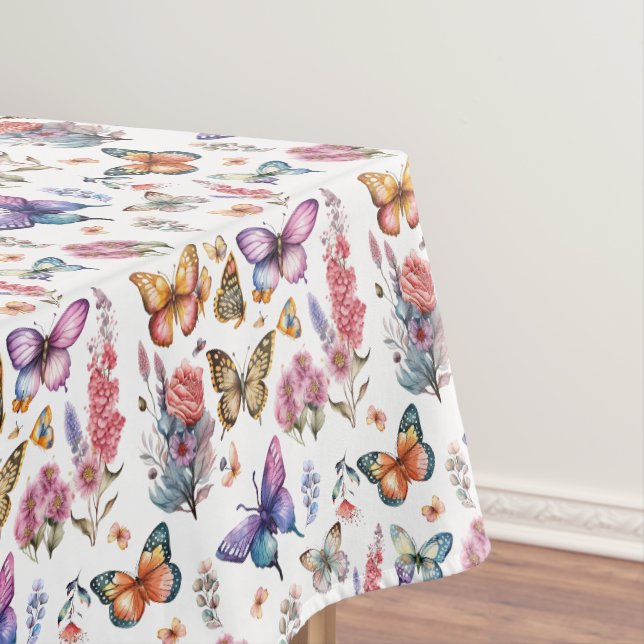 Nappe Joli papillon d'aquarelle Motif de jardin fleuri (In Situ)