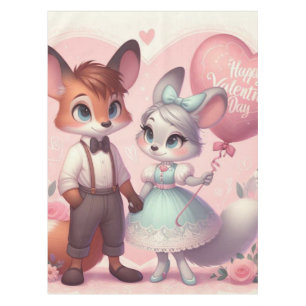 Nappe Joli renard de caricature Saint Valentin
