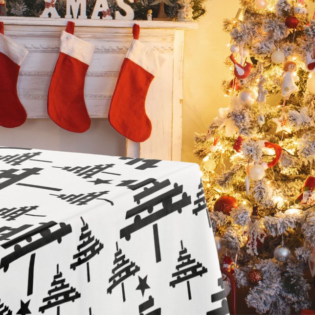 Nappe Jour férié Motif de Noël noir blanc (Créateur téléchargé)