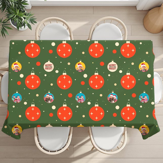 Nappe Joyeuse et brillante photo de Noël (Custom Merry and Bright Christmas Photo Tablecloth)