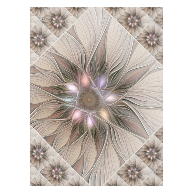 Nappe Joyeuse Fleur Abstrait Beige Brown Floral Fractal (Devant)