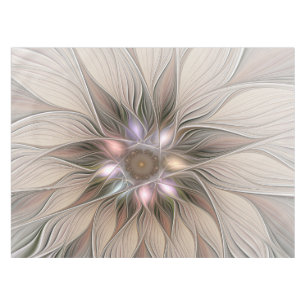 Nappe Joyeuse Fleur Abstrait Beige Brown Floral Fractal
