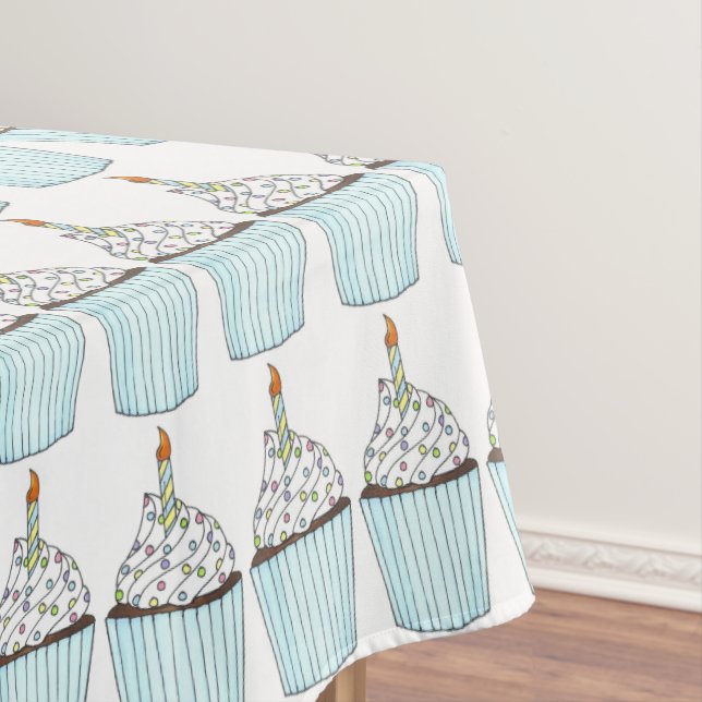 Nappe Joyeux Anniversaire Cake bleu Cupcake Bougies (In Situ)
